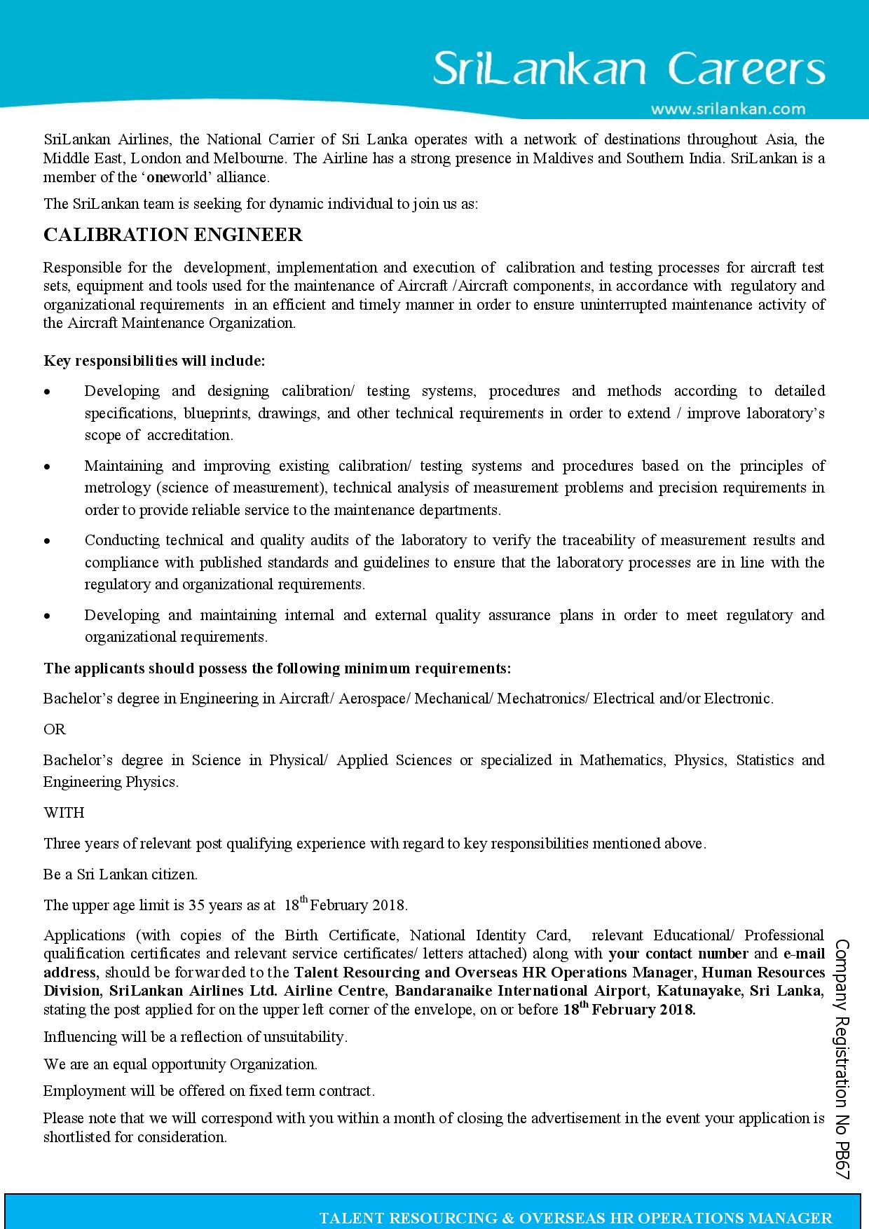 CALIBRATION ENGINEER