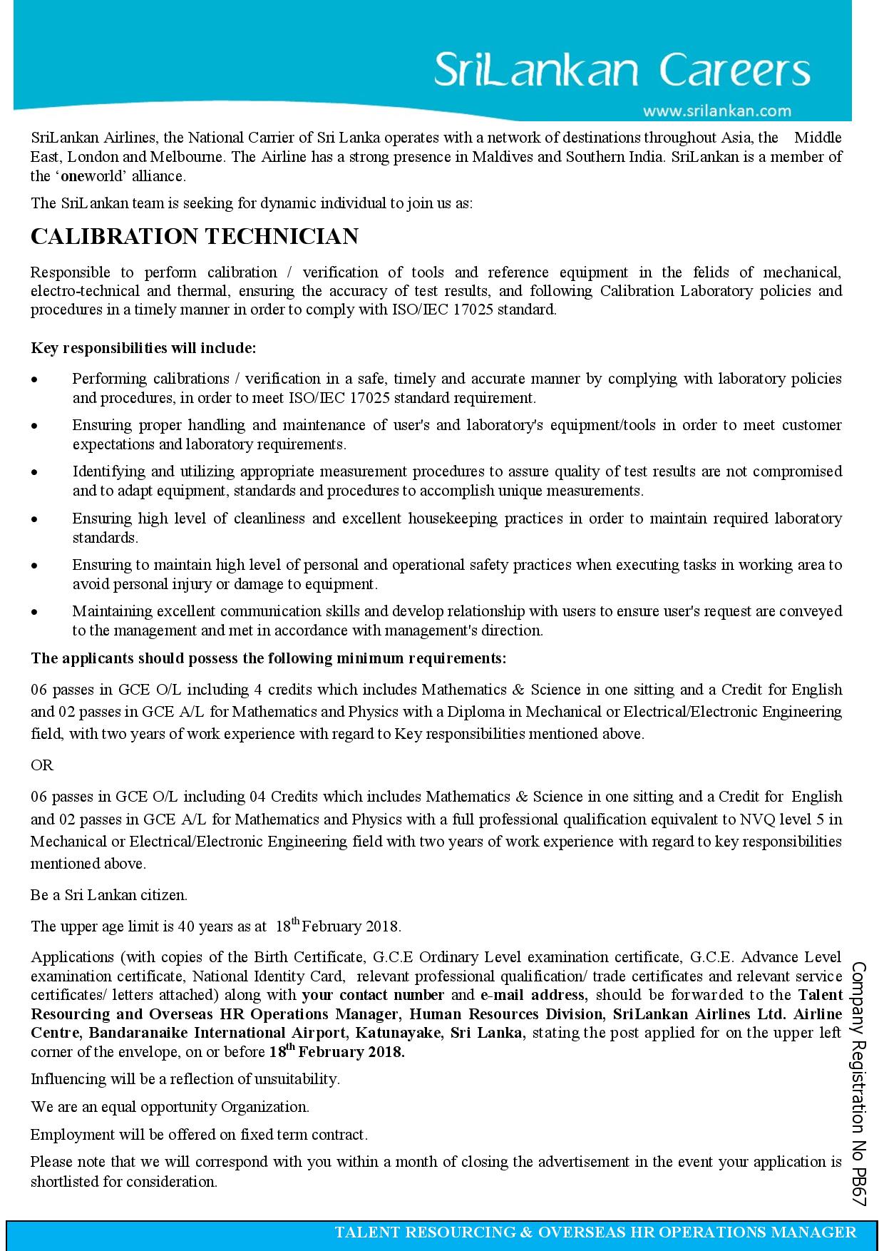 CALIBRATION TECHNICIAN