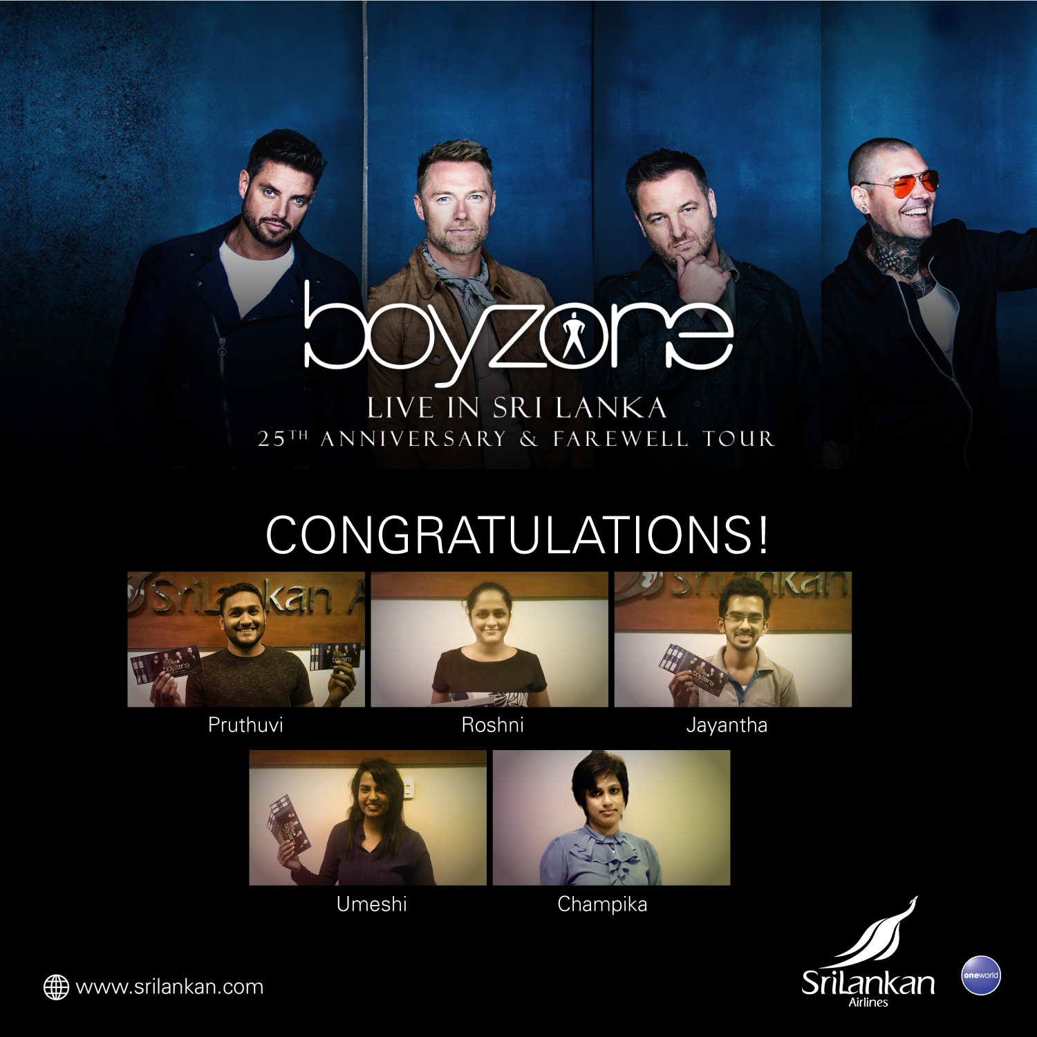 Announcement of winners on SriLankan FB page