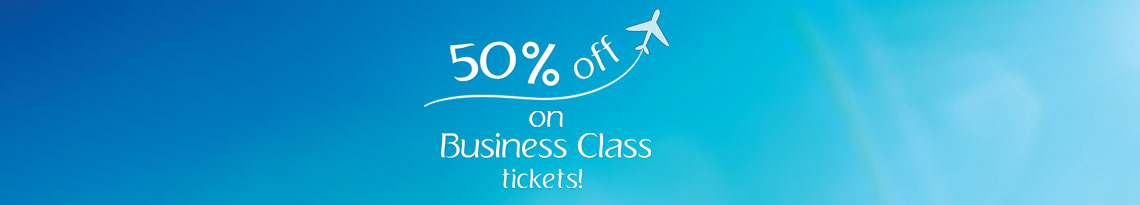 50% off on Business Class Tickets!