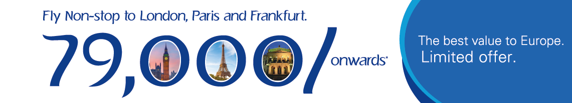 Fly nonstop to London, Paris and Frankfurt